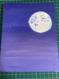 イラスト 手描き 月 夜 キャンバス