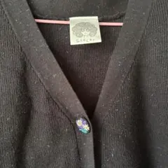 ScoLar スカラー ラメニットカーディガン M 花刺繍ボタン ブラック　黒のサムネイル