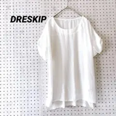 ドレスキップ とろみ素材 バックデザイン ブラウス（L）ホワイト ドッキング