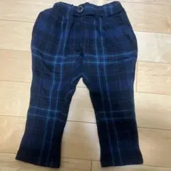 BREEZE ネイビー系チェック 長ズボン ポケット付き 100㎝ 裏フリース