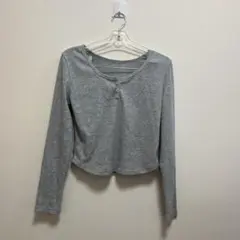 ハーフボタンクロップトップス