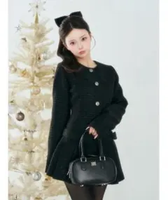 【即日発送】ボックスプリーツツイードミニワンピース(タグ付き)