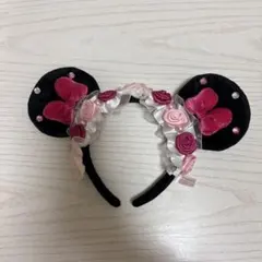 ミニー耳カチューシャ花飾り付き