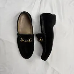GUCCI horsebit suede loafers black