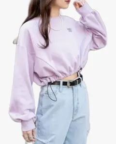 【WEGO】ウィゴー クロップドスウェット ライトパープル F