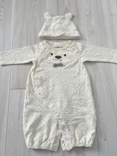 オーガニックコットン　ロンパース帽子セット70cm