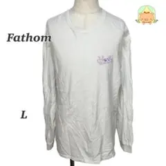 Fathom ガールズロゴ 長袖カットソー 白 L 古着