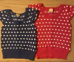 【moujonjon】ニットトップス２着セット（ネイビー90、レッド100）