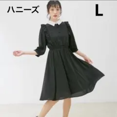GM様★Lサイズ ハニーズ　COLZA ワンピース　黒　シフォン　七分袖のサムネイル