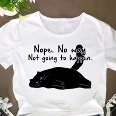 【ラスト1点】　猫　プリント　Tシャツ　カットソー　イラスト　XL　ホワイト　①