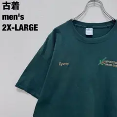 PORT&COMPANY Tシャツ 刺繍 シンプル モスグリーン 2XL 古着