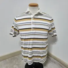 ダーバン/D'URBAN マルチストライプ ポロシャツ【M】日本製 レトロ 古着のサムネイル