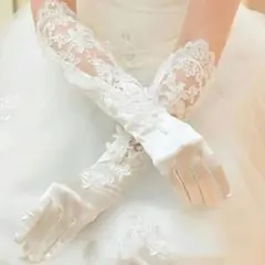 ウエディンググローブ 刺繍入り