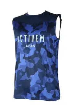 【新品】ActiveM アクティブーム ノースリーブシャツカモ柄 ネイビー S