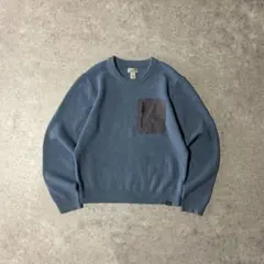 エルエルビーン ウールニット クルーネック ウール100% エルボーパッチ