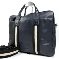 BALLY トレスポ 2way ビジネスバッグ ショルダー付き レザー ネイビー