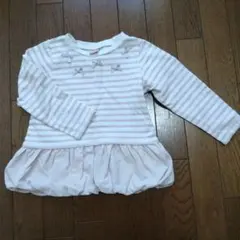 プティマイン　長袖カットソー　110cm 白✕ピンク