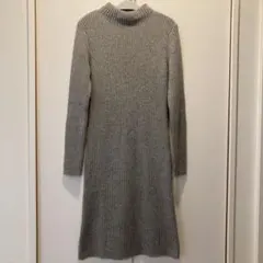 【UNIQLO】ユニクロ ニットワンピース グレー 長袖 ハイネック Mサイズ
