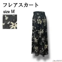 フレアスカート スリットスカート シースルー 花 夏 涼しい 上品 M相当