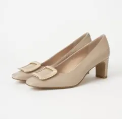 DIANA マーブル柄バックルパンプス　ダークベージュ