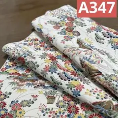 A347 正絹小紋はぎれ　丹後ちりめん　36✖️100cm 生成り色