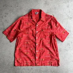 90s 柄シャツ　開襟シャツ　カエル　古着