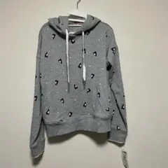 TOMMY HILFIGER グレー ハート模様 フード付きパーカー S