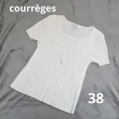 courrèges クレージュ カットソー プリーツ リブ 半袖 ホワイト 白のサムネイル