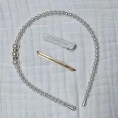 【美品】キッズパール調カチューシャ（ヘアピン付き）