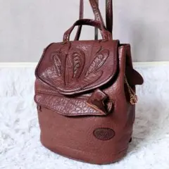 【美品】IBIZA　本革　巾着リュック　チャーム　ハート　ブラウン　日本製のサムネイル