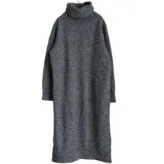 美品 マカフィー タートルネック ウールカシミヤ ワンピース グレー スリット