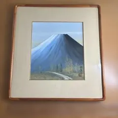 彫金「真作」。名作家。佐野光明 。彫金画 【富士】刻銘。美品。昭和