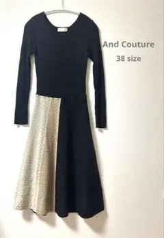 And Couture／配色ニットワンピース／ブラック