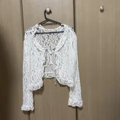 mily Lサイズ ホワイトレースカーディガン
