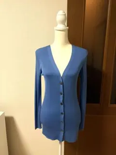 美品✨ユナイテッドアローズ シルク100 %ロングカーディガン ブルー