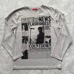 アベイル AVAIL Vネック ロンT ニュースペーパー柄 グレー Lのサムネイル
