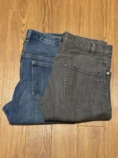 デニムパンツ グレー インディゴブルー 2点セット BEAUTY&YOUTH