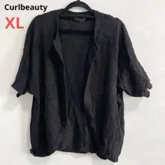 美品⭐️Curlbeauty 【XL】ブラック カーディガン 黒 無地 五分七部丈