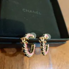CHANEL ピアス ピンク×ブラック×ゴールド