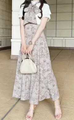 apres jour リボン付きドッキングワンピース