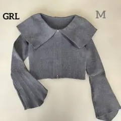 GRL グレイル ビッグカラー ダブルジップ フレアスリーブ トップス M