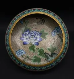 中國美術 古玩 景泰蓝 七宝焼 牡丹　蝶々紋樣 笔洗 書道具