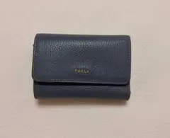 美品　FURLA フルラ　三つ折り財布 ブルー レザー