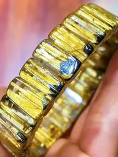 ⭐︎【天然】ゴールドタイチンルチル クォーツ ブレスレット バングル