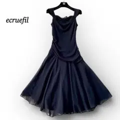 ecruefil シフォンワンピース 【M】パーティドレス ブラック フレア