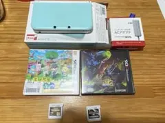 任天堂 3DS LL 水色 ゲームソフト4本付き