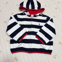 【美品】Ralph Lauren フード付き　ストライプ　パーカー　18M