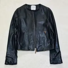 UNITED TOKYO レザージャケット ライダース ノーカラー 黒