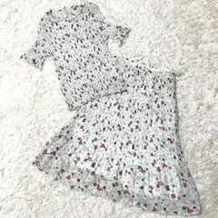 森英恵✨ハナエモリ プリーツ 花柄 セットアップ ブラウス スカート M