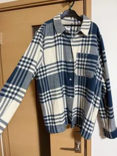 Zara ネルシャツ ネイビーとアイボリー メンズLサイズ